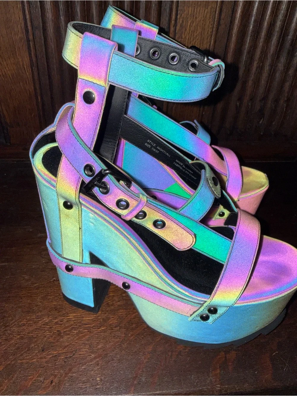 YRU Dolls Kill *DISCONTINUED* Nightcall Platform Strappy Heels Size 7